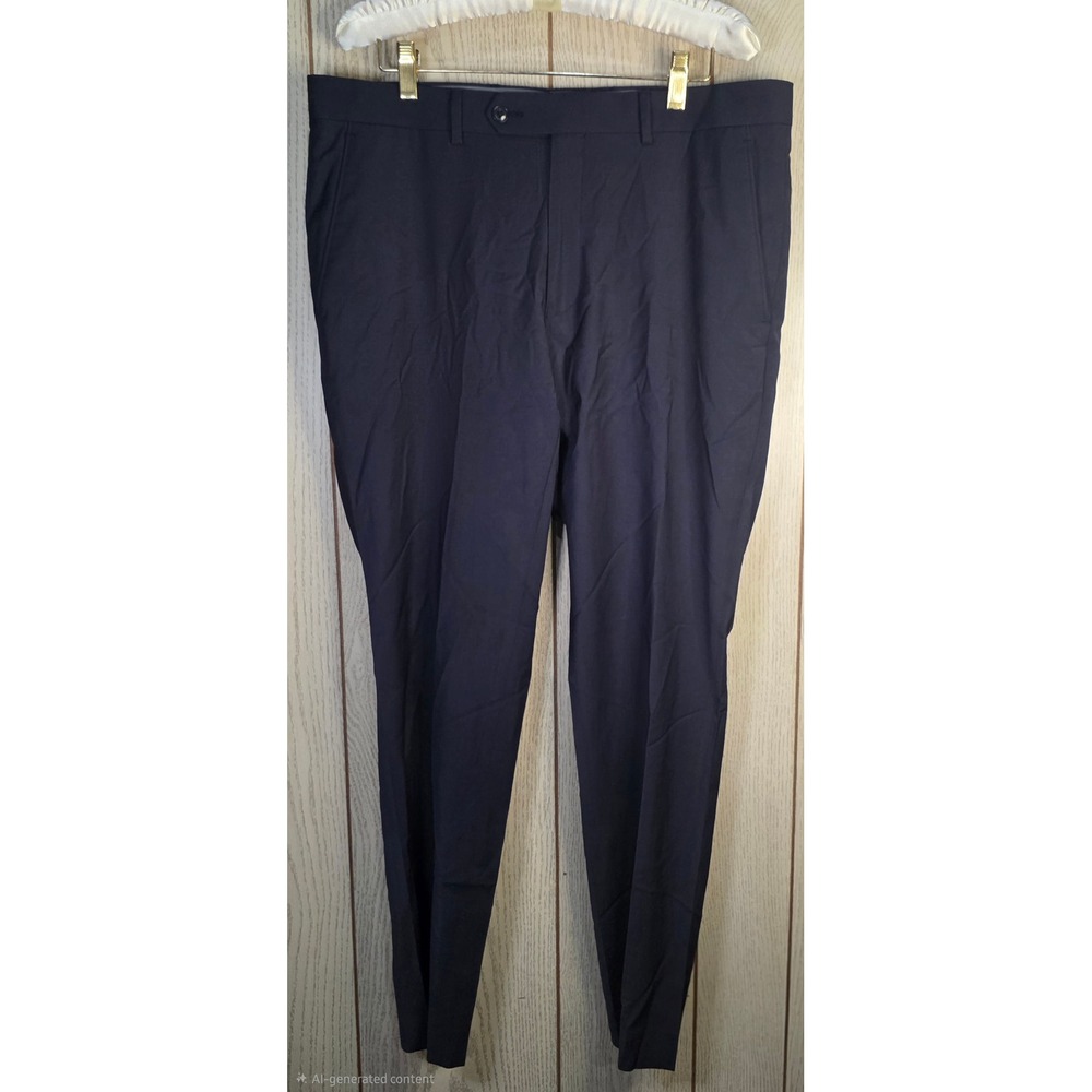 Calvin Klein Skinny Fit Wool Blend Navy Blue Dress Pants 34W x 30L